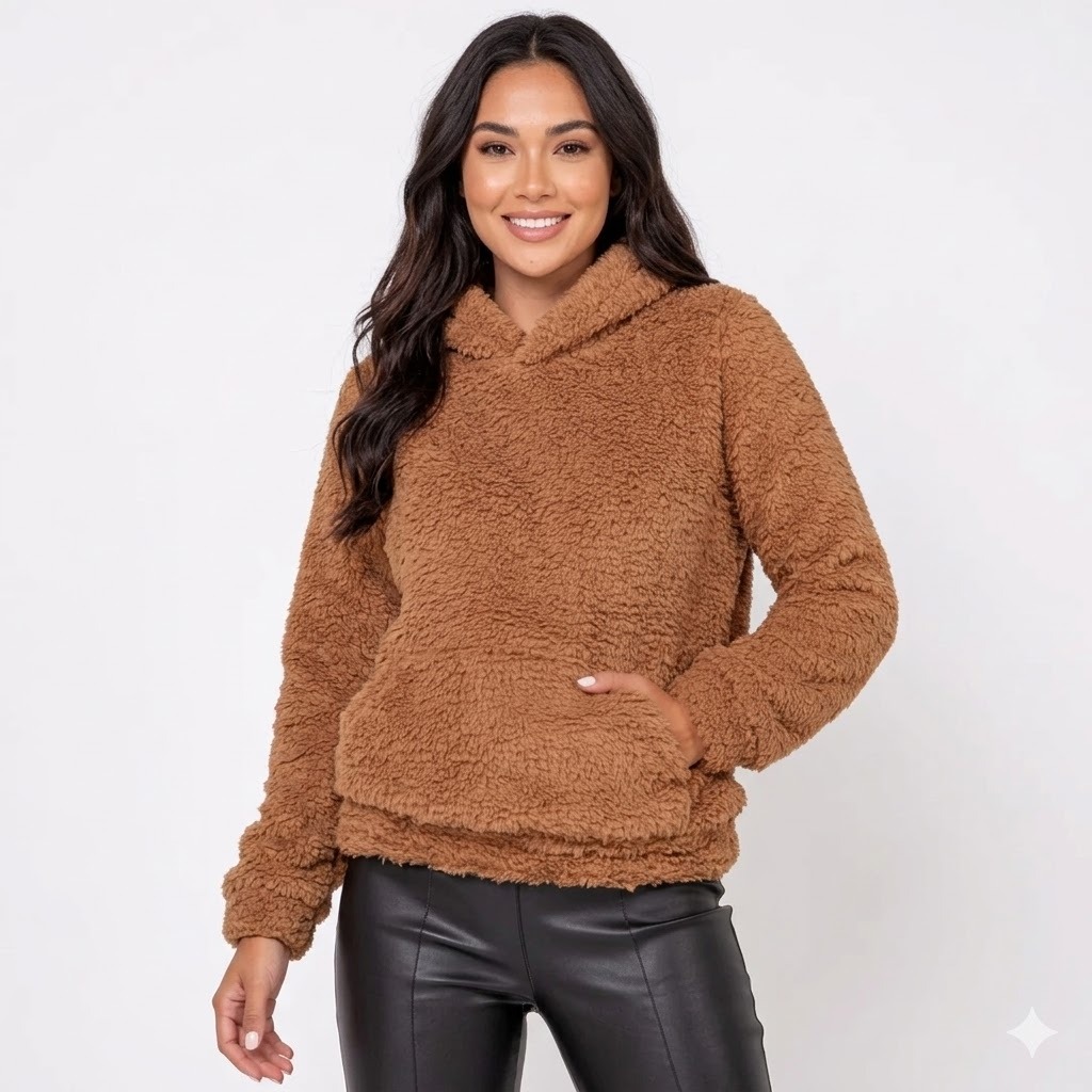 Blusa de Frio Feminino casaco Teddy de Sherpa