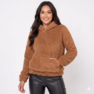 Blusa de Frio Feminino casaco Teddy de Sherpa