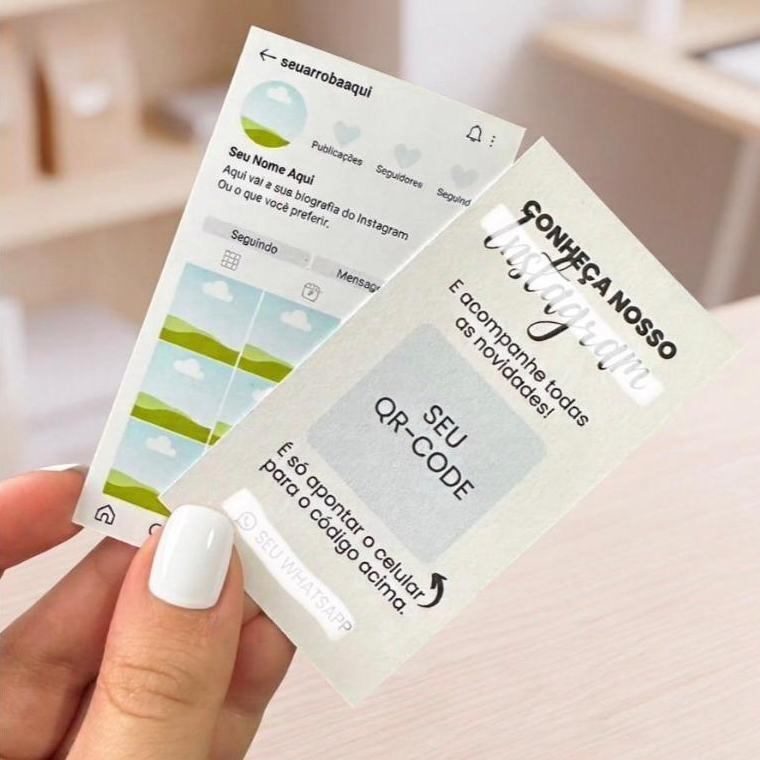 Cartão de Visita Modelo Feed Completo Personalizado com QR CODE