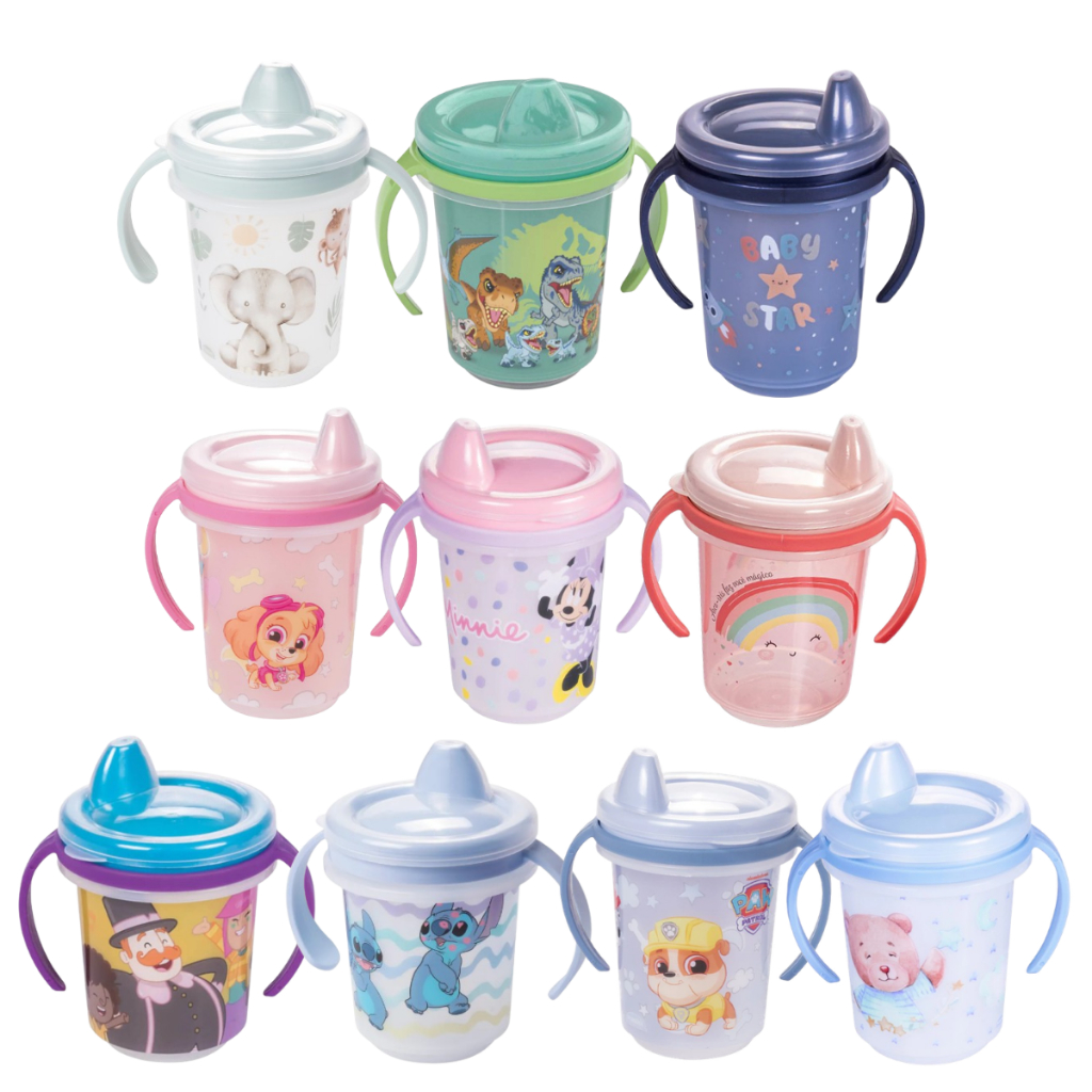 Copo Caneca de Treinamento Infantil com Tampa e Alça Removível  330 mL Plasutil Bebê