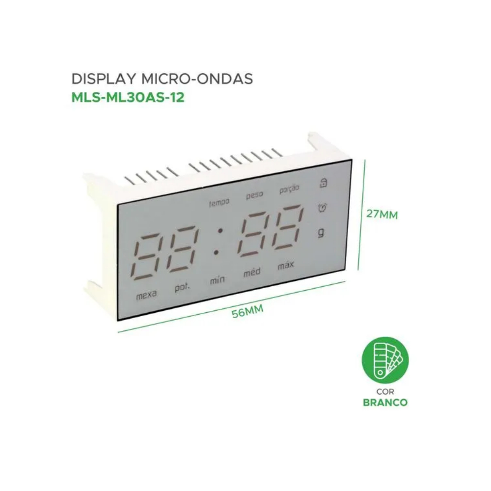 Display MLS-ML30AS-12 Compatível c/ Microondas Brastemp BMS-45, Confirmar código do Display