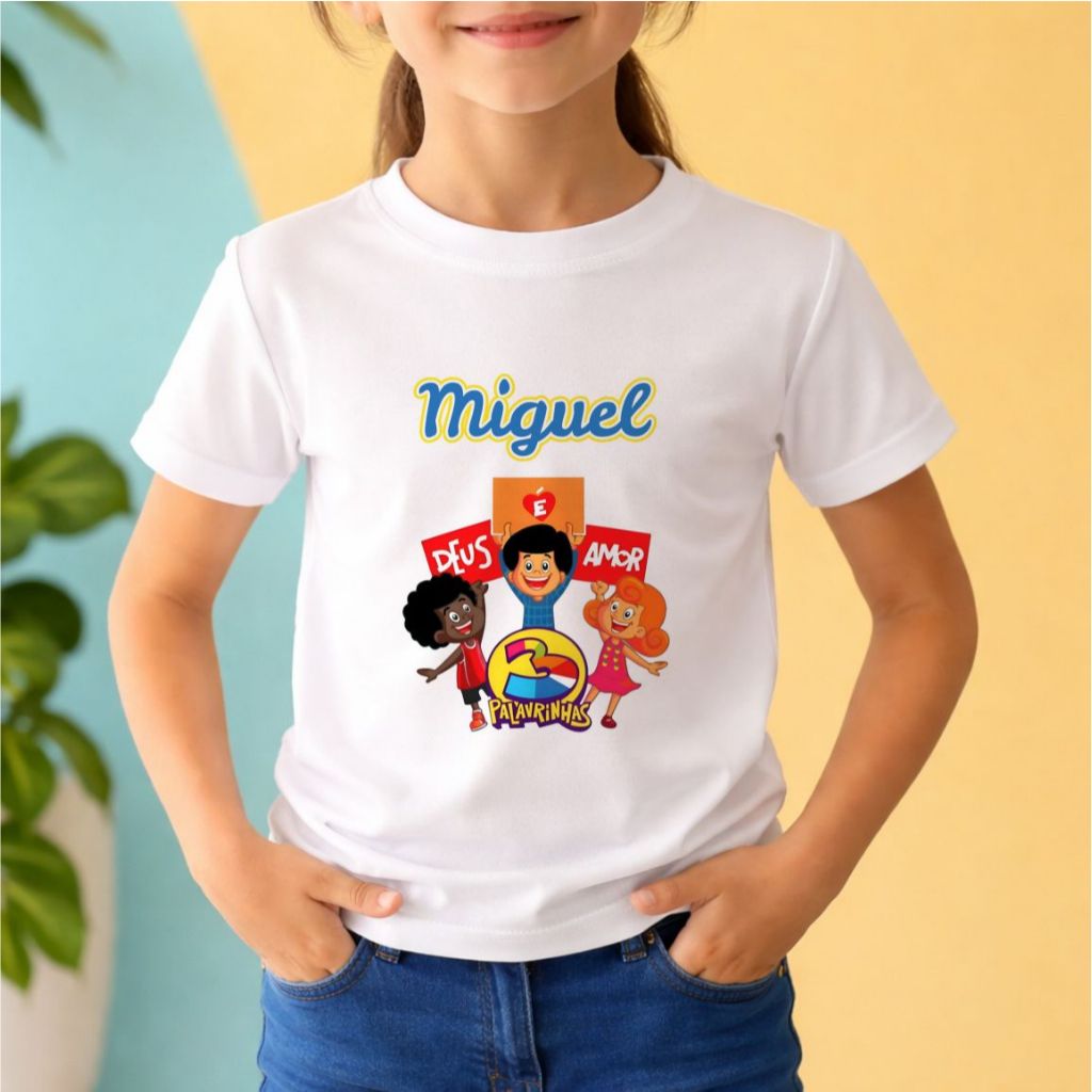 CAMISETA UNISSEX INFANTIL E ADULTA,DESENHO , personalizada, TRÊS PALAVRINHAS, ANIVERSARIO  MODA CASUAL,PLUS SIZE