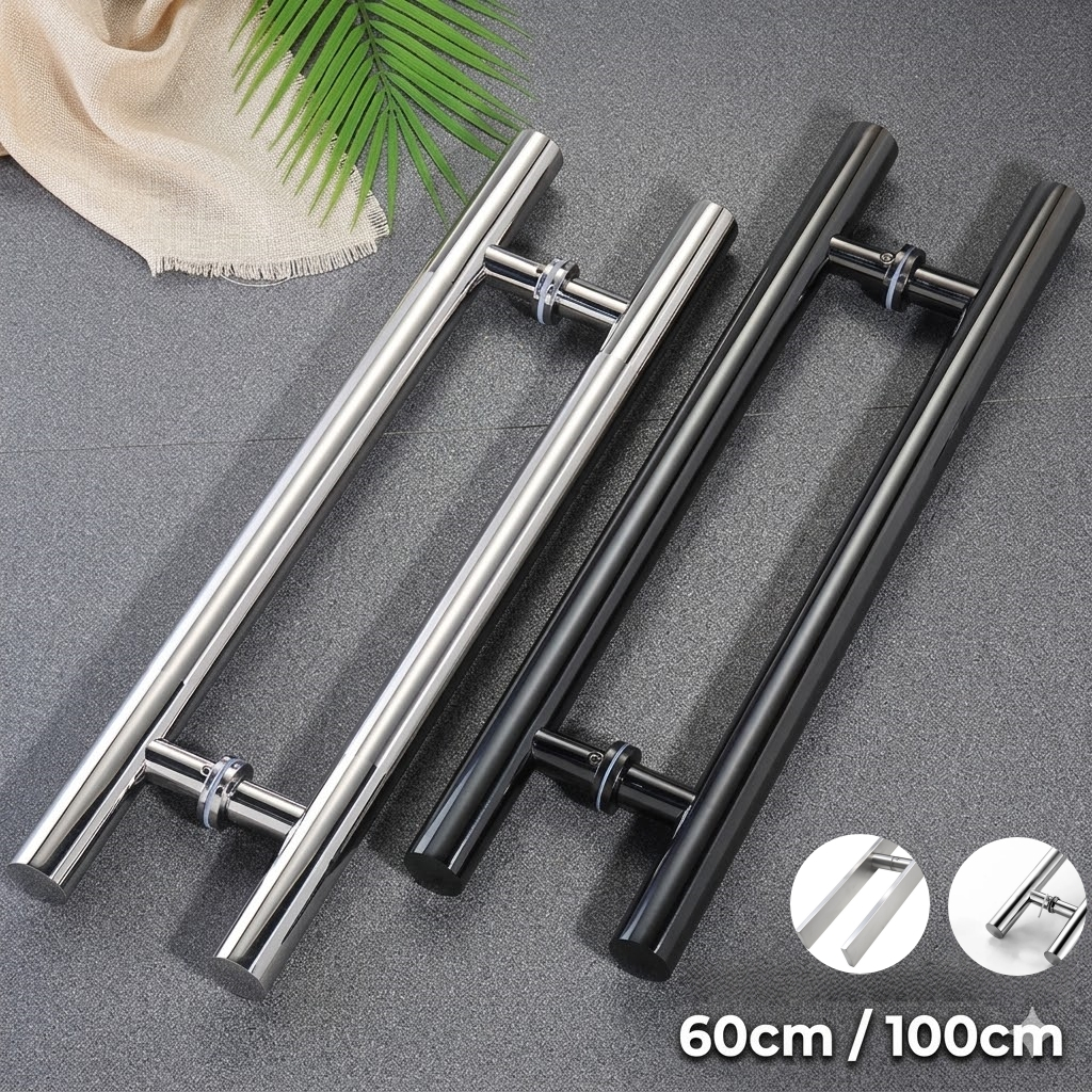Puxador Duplo Metal Inoxidável Robusto Luxo Para Portas De Madeira Vidro e Metal 60cm 100cm