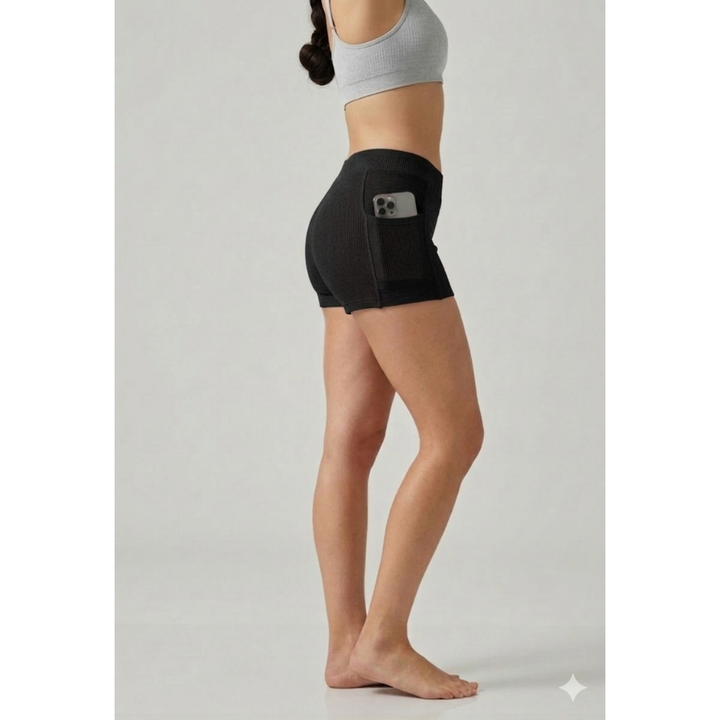 shorts casual academia Fitness feninino de ribana confortável não transparente