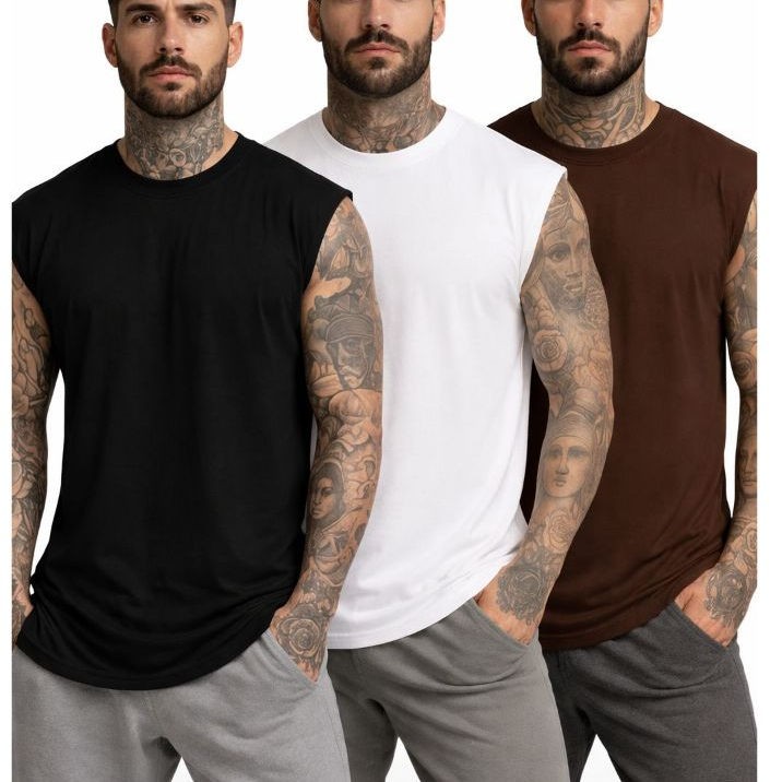 Kit 3 Camiseta  P ao GG e Plus size G1 ao G5 Regata Masculina Academia Machão Lisa em Oferta na Shopee