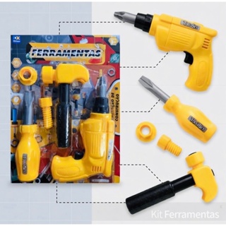 KIT FERRAMENTAS PARAFUSADEIRA FURADEIRA INFANTIL BRINQUEDO MENINO PRESENTE em Oferta na Shopee