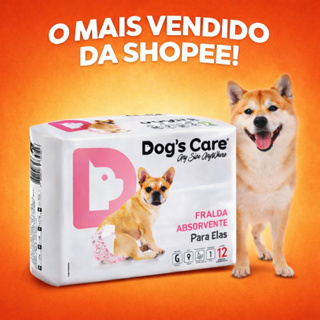 Fralda Absorvente Higiênica Descartável Dogs Care P/ Cães/Cachorros Fêmeas C/ 12 Unid Tam G/M/P/PP em Oferta na Shopee