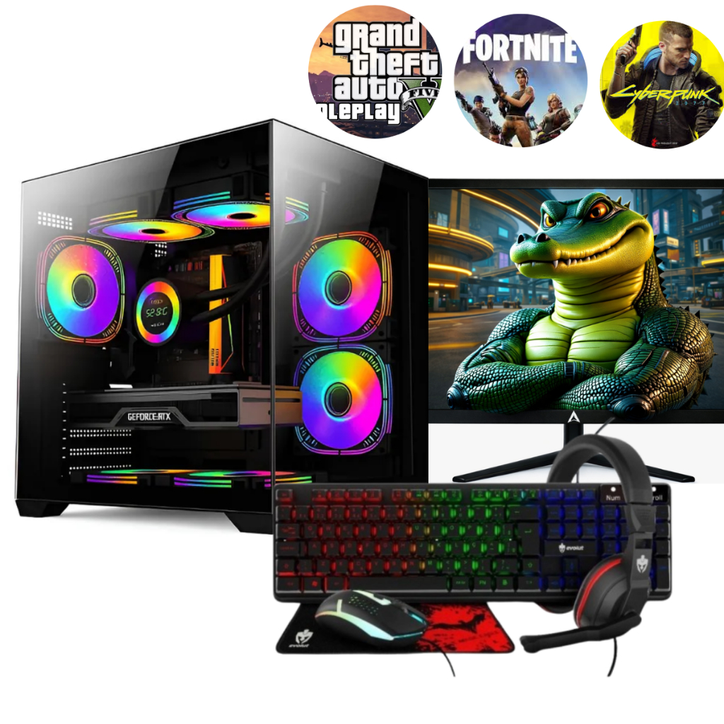 Computador Completo Intel i7 Placa de vídeo RTX 3050 Memoria RAM 16GB SSD 480GB Monitor Kit Gamer