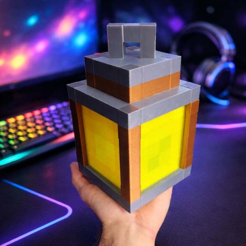 Luminária Minecraft com Led USB 5v - Luminaria grande ideal para presentes, decoração, fãs