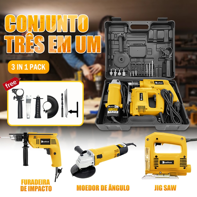 KIT Furadeira Parafusadeira E Lixadeira Esmerilhadeira E Serra Tico Tico Com Peças E Maleta~ em Oferta na Shopee