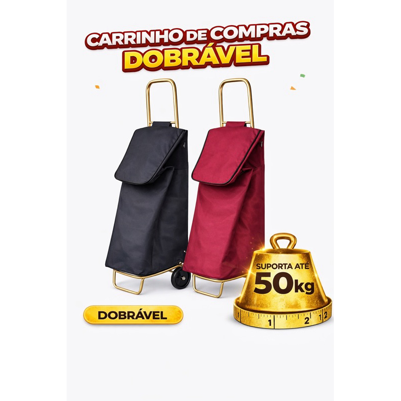 Carrinho de Compras Dobrável com Bolsa (Bag) Grande