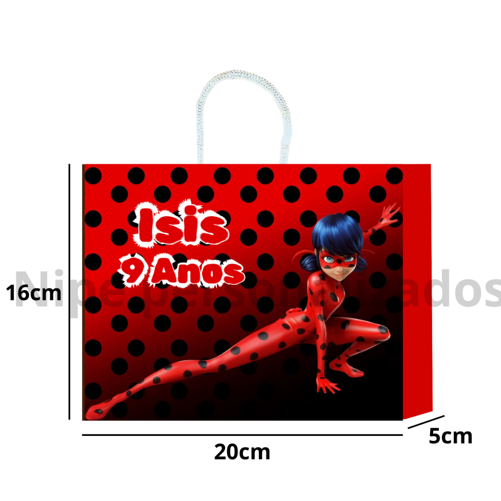 Sacolinha Surpresa L Bug 20x16x5  Aniversario lembrancinha Sacola personalizada Lady Lary (PRÉ MONTADO)