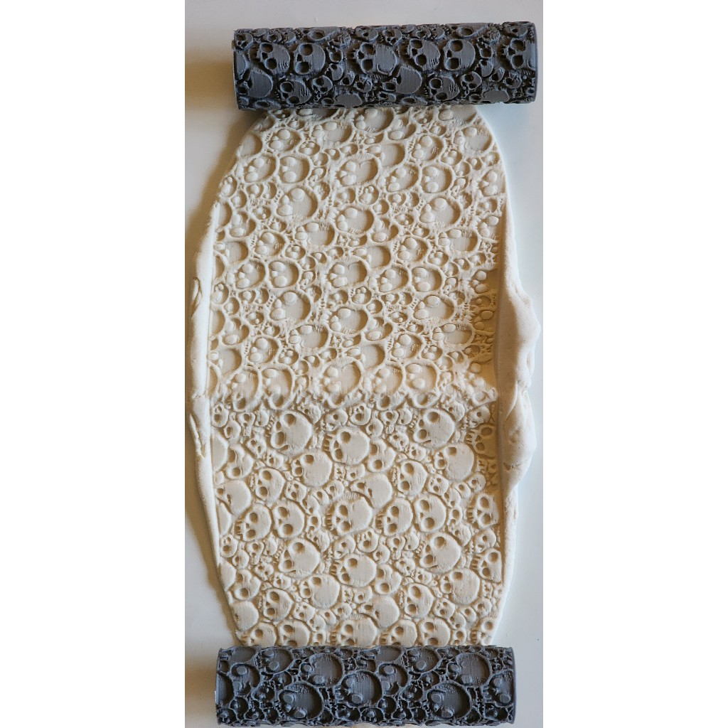Rolo Texturizado Caveira Halloween Confeitaria Pasta Americana Biscuit Massa Textura Crânio 3D Decorativo