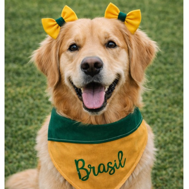 Bandana para Pets e Animais de Estimação Cães Gatos Coelhos Copa do Mundo Brasil