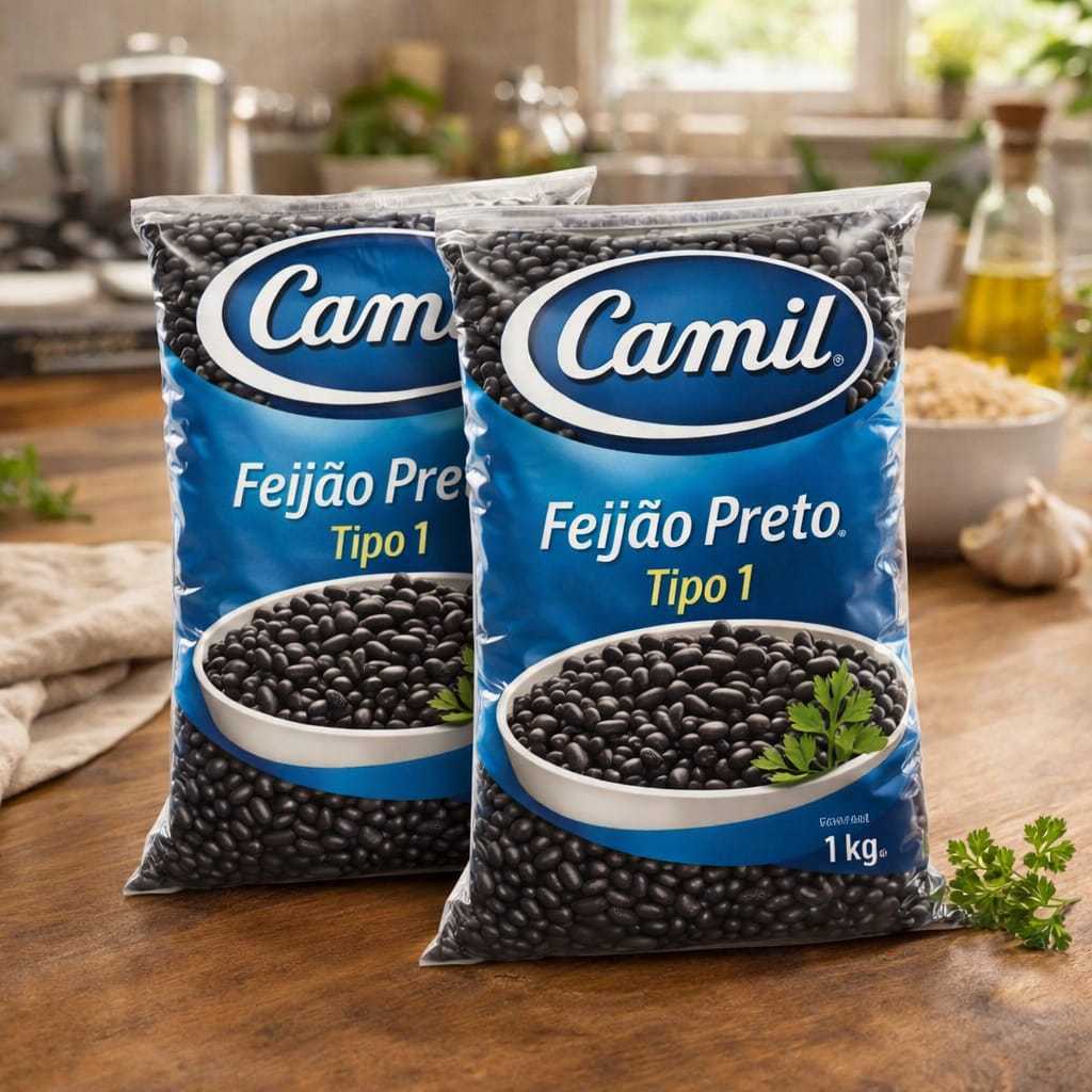 Feijão Preto Camil Tipo 1 Kit com 2 Unidades 1kg Validade Longa