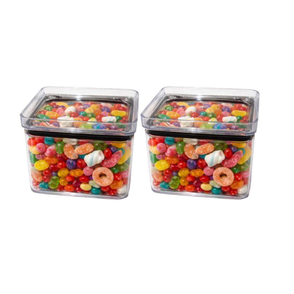 Kit 2 Potes Herméticos Pequeno 500ml Acrílico Transparente Porta Mantimentos Cozinha