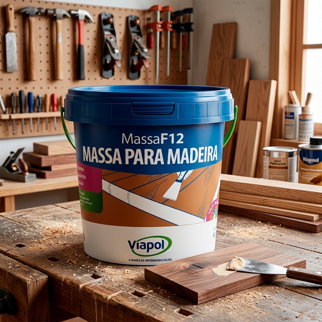 Massa Para Madeira F12 Cor Acabamento Profissional Escolher A Cor 6,5Kg Viapol