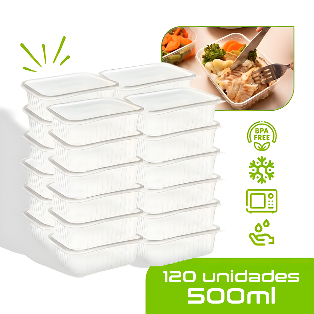 Marmitas Fit Pote Descartável Retangular Plástico Freezer Microondas com Tampas em Oferta na Shopee