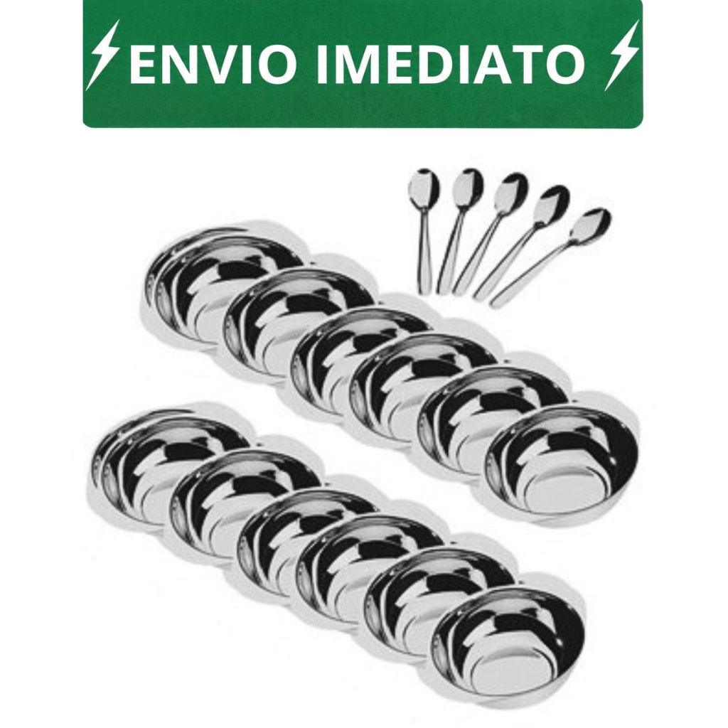 Conjunto Jogo de Sobremesa 24 Peças - 12 Potes 12 Colheres Inox ENVIO IMEDIATO CHA DE COZINHA UTILIDADES DOMESTICA
