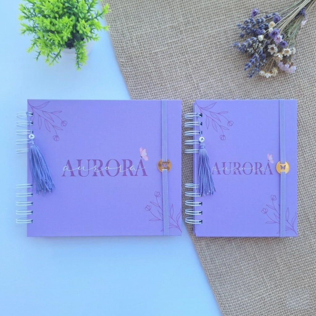 Kit Livro e caderneta do bebê Alfabeto Lilás