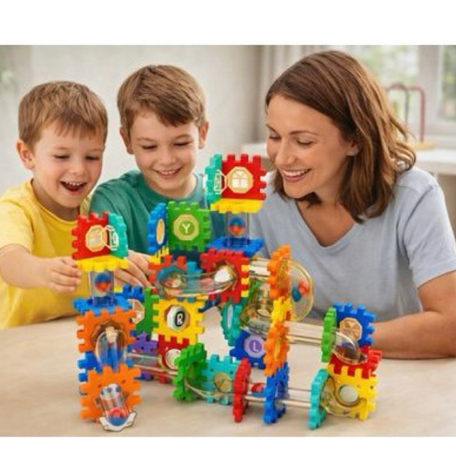 Blocos de Montar Labirinto Brinquedo Educativo 98 Peças Coloridas Sensorial Desenvolvimento Motor em Crianças Didático