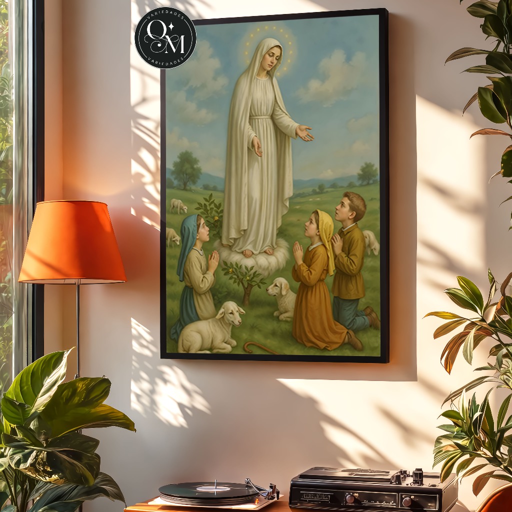 Quadro Decorativo Religioso Nossa Senhora Fátima Aparição Crianças Varios Tamanhos Modelos 1 Peça
