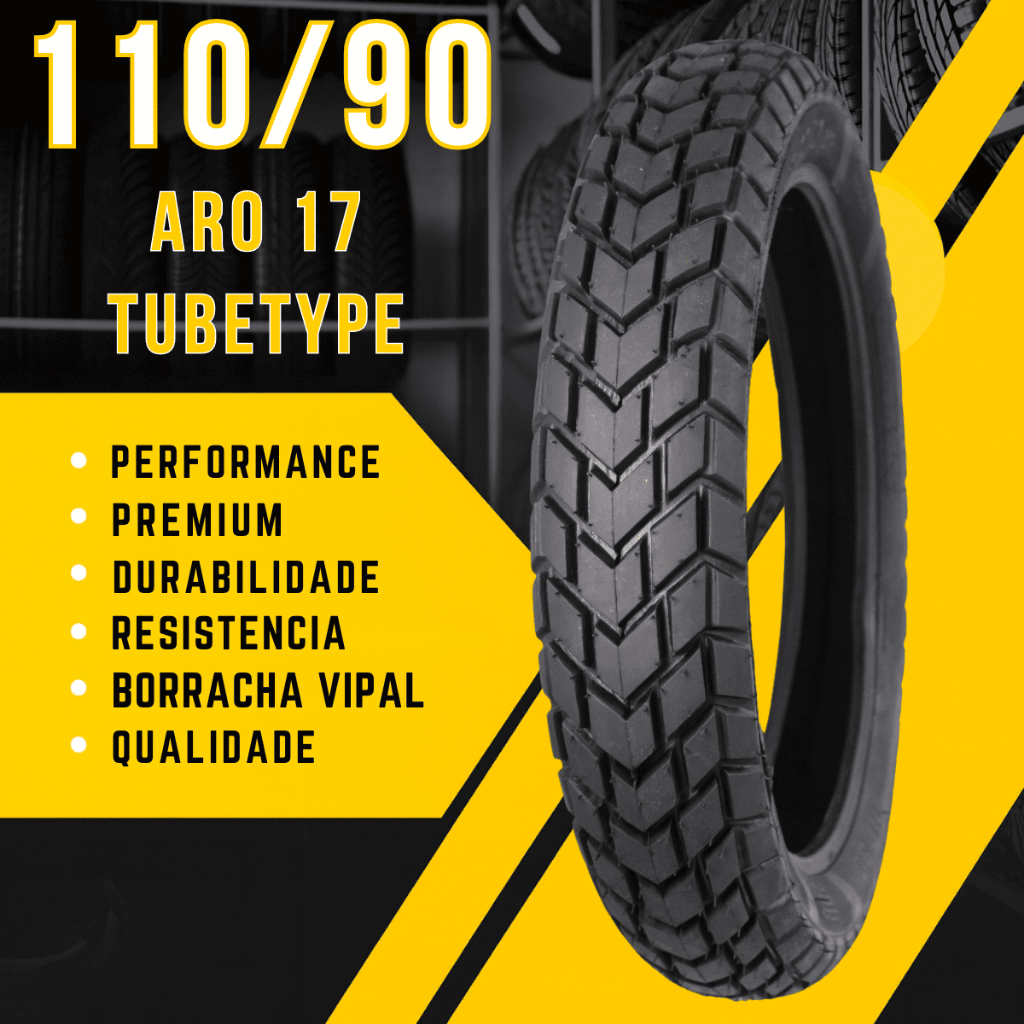 Pneu Traseiro Moto Uso Com Câmara 110/90 Aro 17 57 P XTZ 150 Crosser SHI NK NXR 125 150 175 Bros