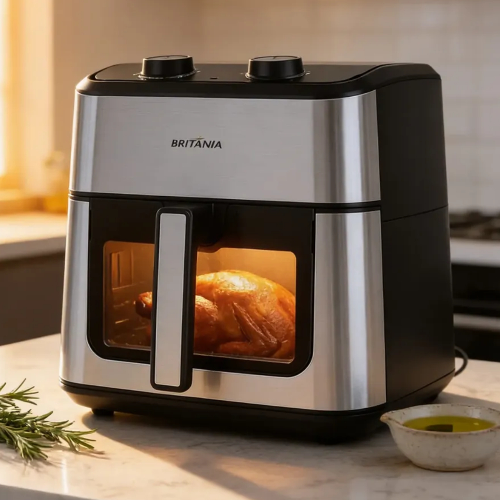 Air Fryer Britânia 3in1 Forno Elétrico 127v Assadeira Grande 8 Litros Fritadeira Antiaderente
