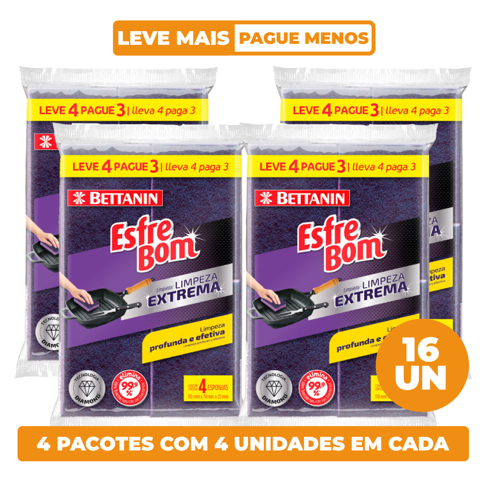 Kit 16 Esponjas Multiuso Diamond EsfreBom Bettanin