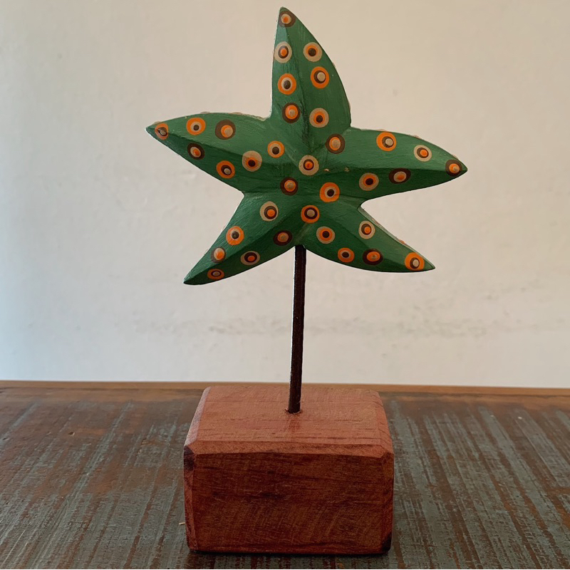 Estrela do Mar Verde Com Bolinhas Pintadas Enfeite Decorativo Feito À Mão