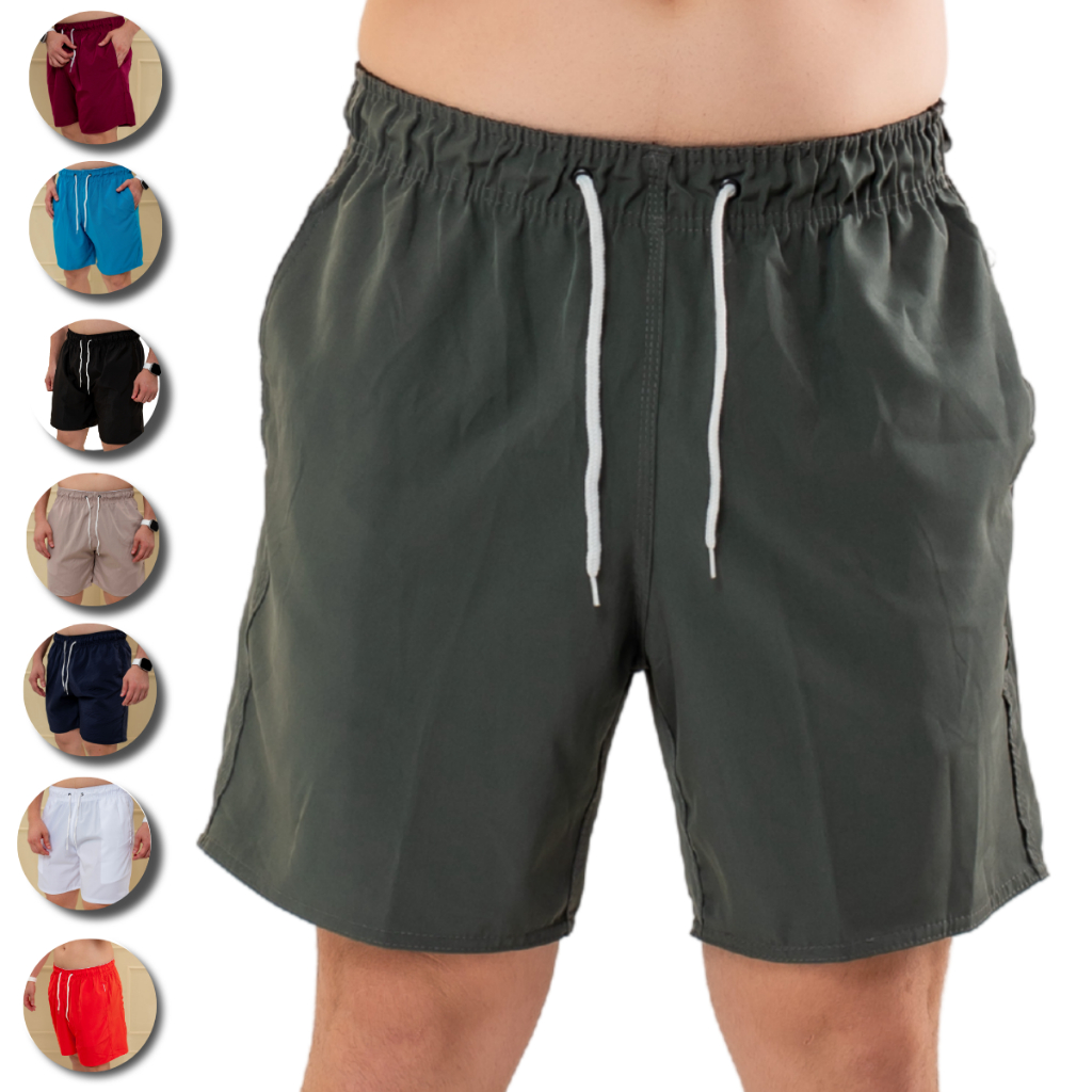 Short Bermuda Tactel Masculino Reforçado 3 Bols Para Treino, Academia, Praia e Casual Com Elastano