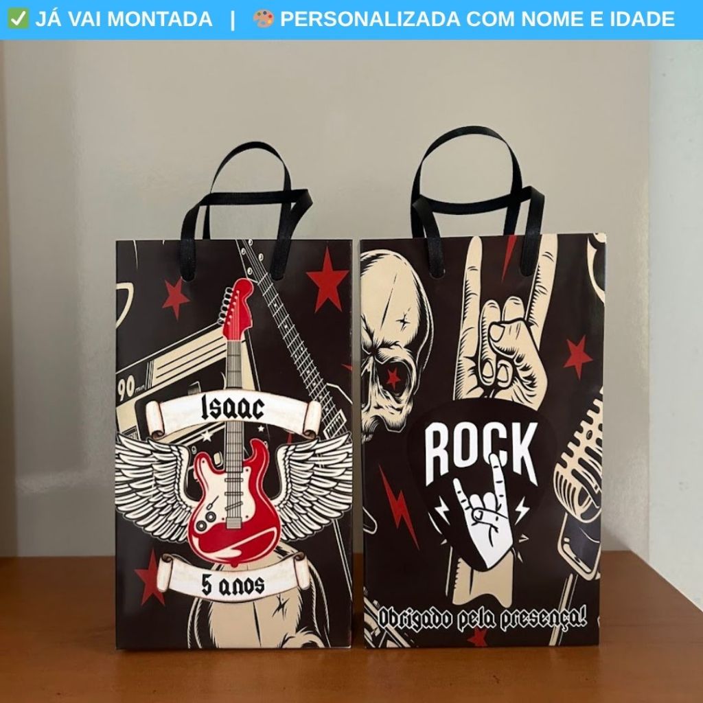 Sacolinha Surpresa Personalizada Rock Festa Infantil | Lembrancinha Aniversário Criança Temas