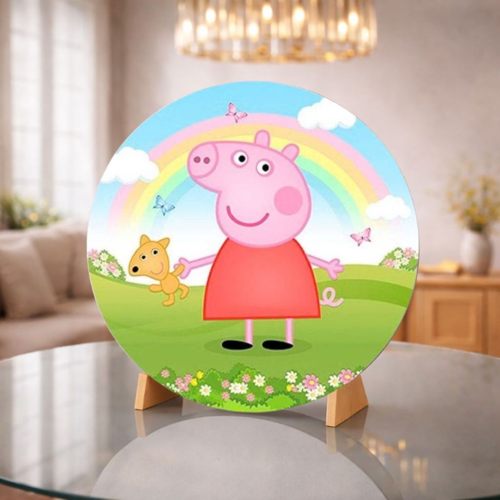Capa De Painel Redondo Sublimado 50x50 Peppa Pig Decoração De Mesa Para Aniversario Capa C/ Elastico