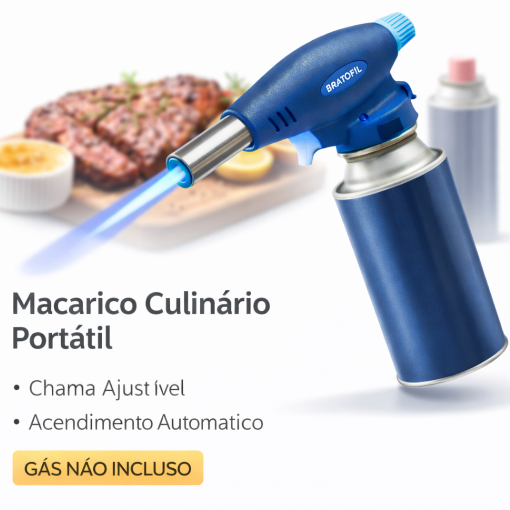 Maçarico Culinário Portátil Profissional Chama Ajustável Acendimento Fácil Envio Rápido Brasil