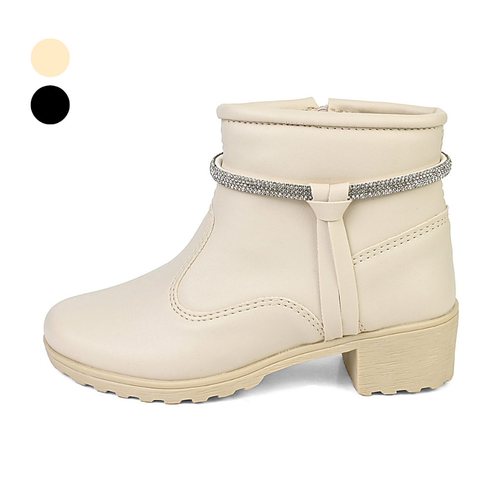 Bota Coturno Infantil Menina Feminina Ankle Boot Salto e Strass Lulopé