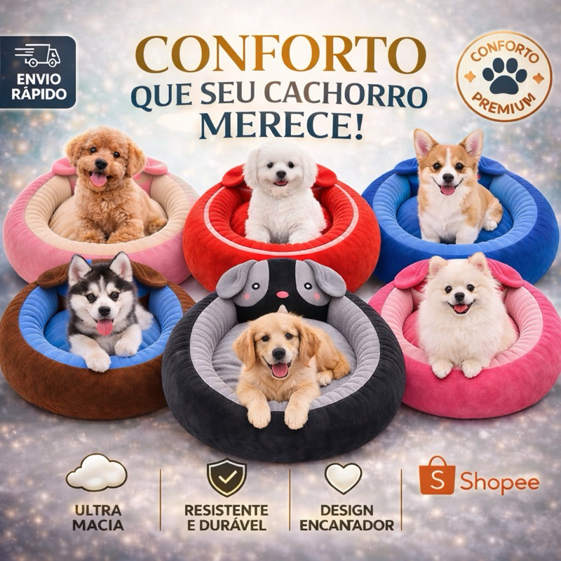 Caminha Pet Anti Stress Cachorro Pequeno Super Macia Luxo Lavável Conforto Total