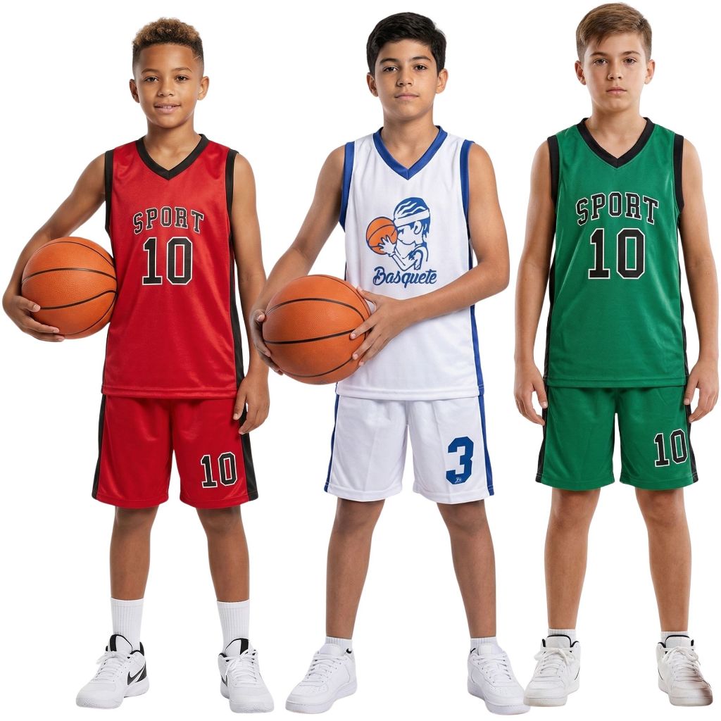 Kit com 3 Conjuntos Esportivo Menino – 3 Regatas + 3 Shorts Infantil Leve e Confórtavel em Oferta na Shopee