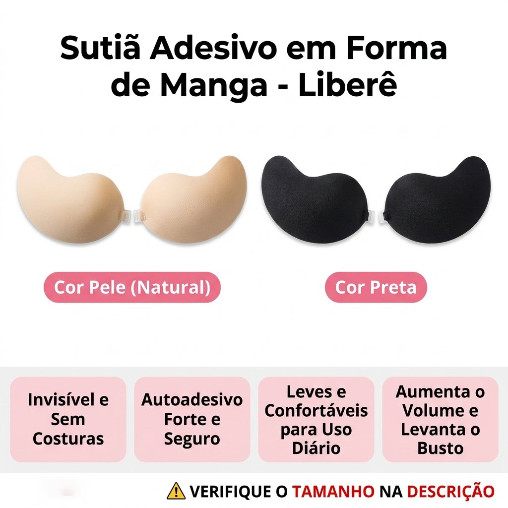 Sutiã Adesivo Formato Manga - Silicone Autoadesivo, Sem Alças, Levantamento Natural, P-G