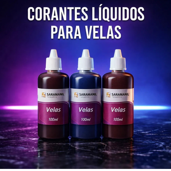 Corante Líquido para Velas 3 Cores 100ml Preto, Violeta e Marrom  Anilina para Parafina