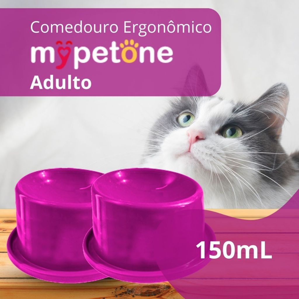 2 Comedouro Cão e Gato Ergonômico Alto 150ml Mypetone Rosa Adulto/Filhotes em Oferta na Shopee