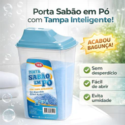 Porta Sabão em Pó 1,75L ou 1 Kg com Bico Dosador Prático Ideal para Lavanderia Compacta