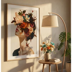 Quadro Decorativo Sala Com Moldura Mulher Com Flores Quadro Decorativo Estetica Quarto Feminino