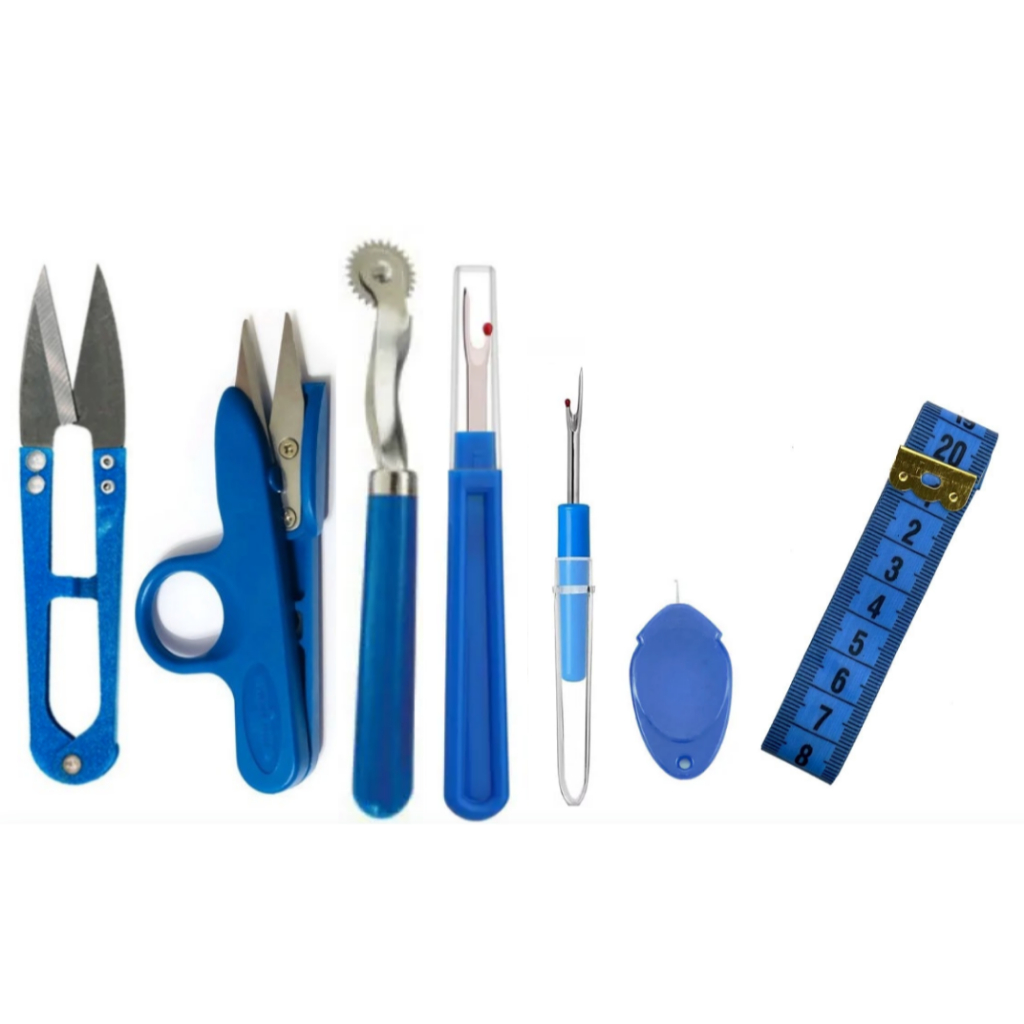 Kit Completo de Costura Profissional Tesouras de Arremate + Passa Linha + Fita Métrica + Abridores + Carretilha