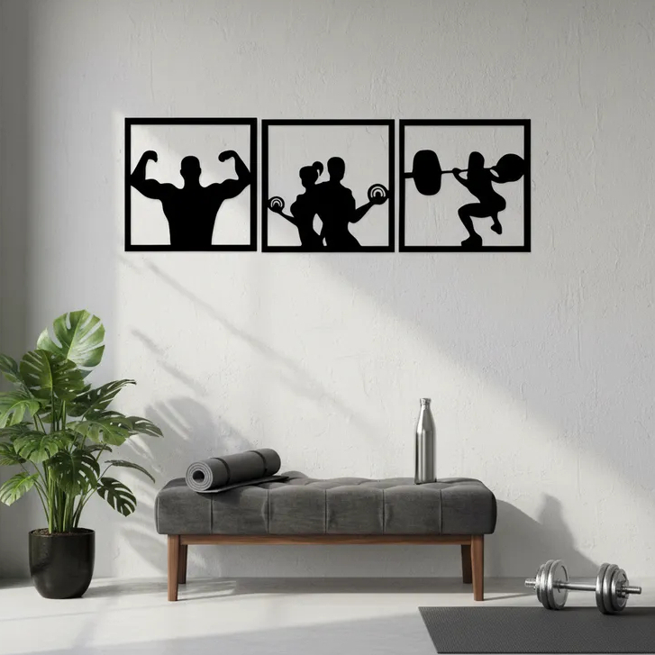 Quadros Decorativos de Academia em MDF (3 peças)