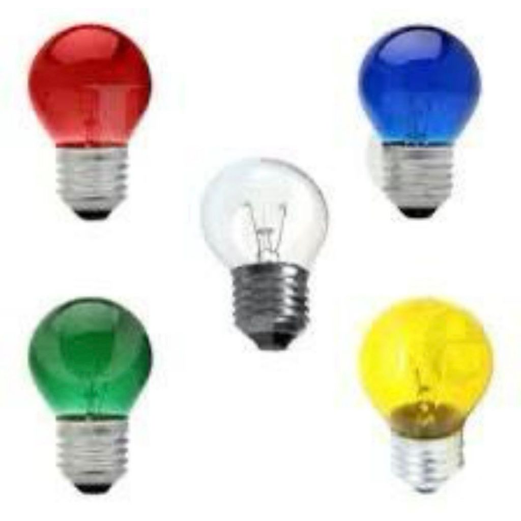 Lâmpadas Bolinha G45 Color 15w E27 azul vermelho verde amarelo clara leitosa