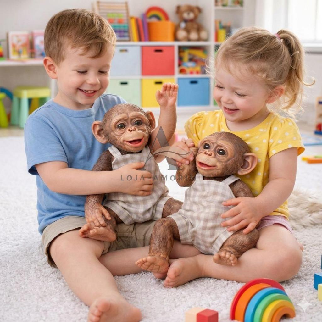Boneco Realista Macaco Bebê Macio Olhos Naturais Alta Qualidade Infantil 30CM Pronta Entrega