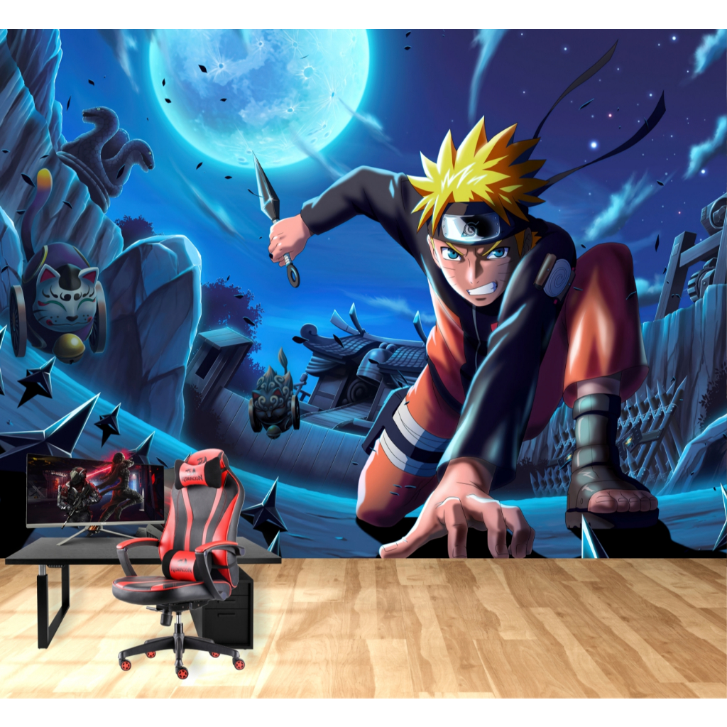 Papel de Parede Naruto - Anime -  Adesivo Mangá Painel Desenho Animado Decoração Quarto 1m² G03