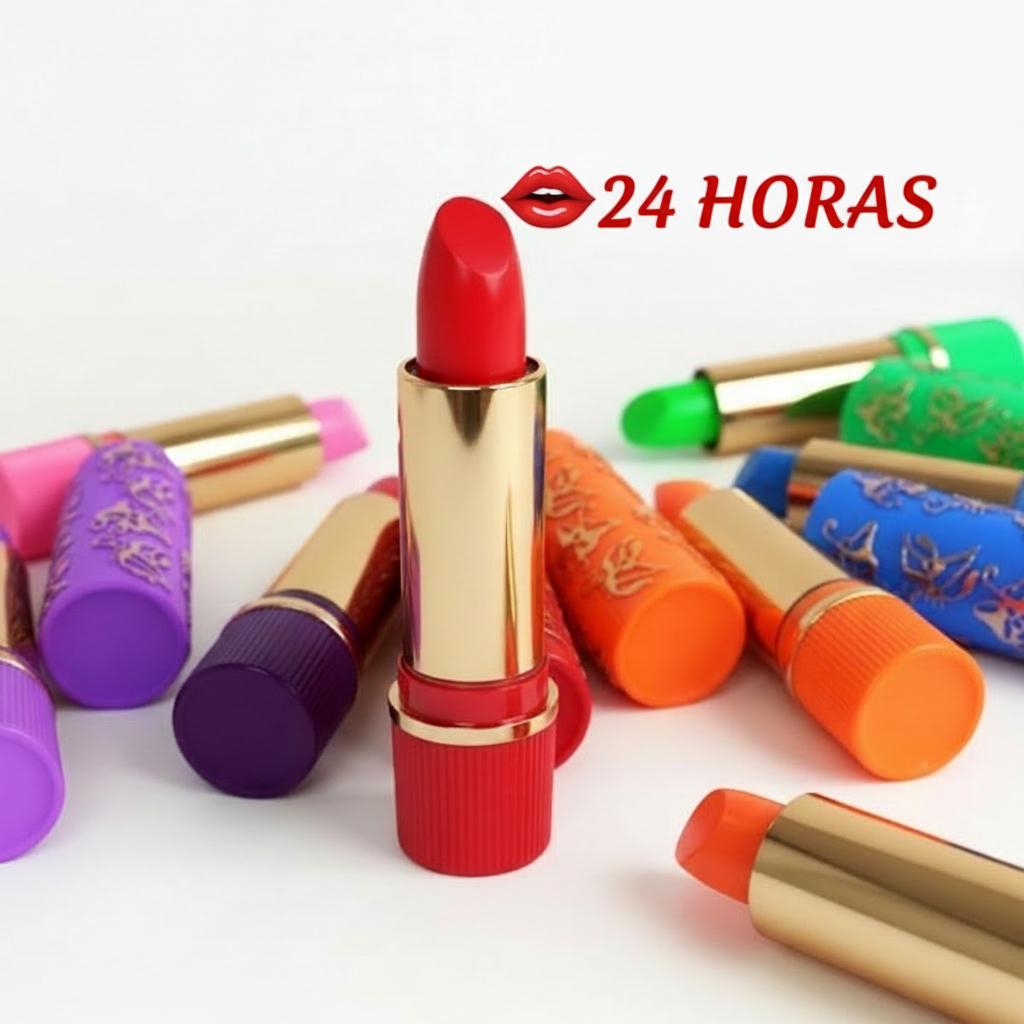 Kit com 6 ou 12 unidades de Batom Mágico Colorido da Vovó – Longa Duração 24h | Bella Femme!