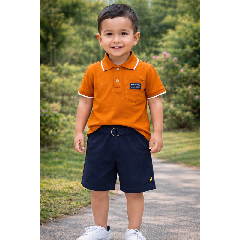 Conjunto Infantil Menino Premium Passeio Camiseta + Short Angerô Conforto