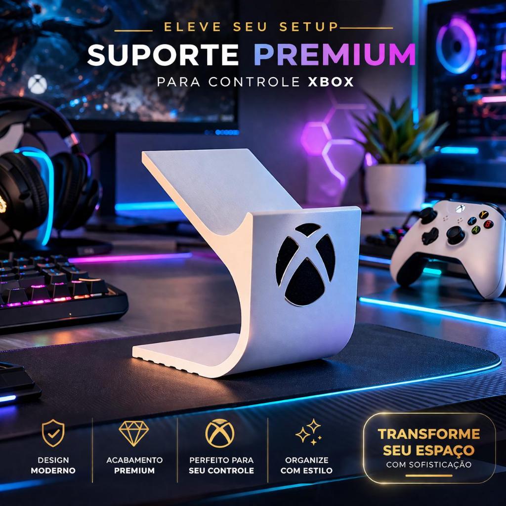 Suporte para Controle Xbox / Series Premium Gamer | Organizador de Mesa Setup Gamer | Stand Controle Xbox Moderno 3D